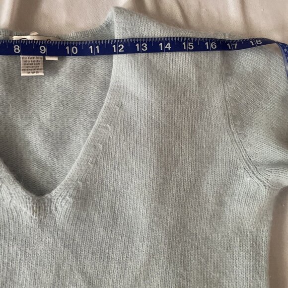Spiegel Womens Light Blue V-Neck Sweater M Wool Angora Blend Soft Textured Knit - Picture 7 of 15